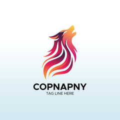 Colorful Gradient  wolf animal logo templates vector 