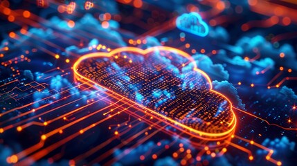 An online course designed to teach the fundamentals of cloud computing - obrazy, fototapety, plakaty