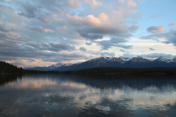 sunset over the lake, Jasper National Park, Alberta