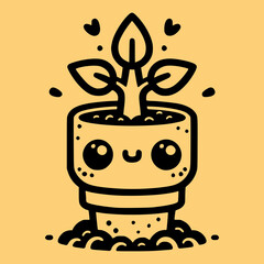 Cute Plant Logo cartoon Style