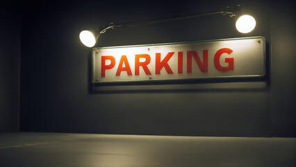 Parking sign on the wall - obrazy, fototapety, plakaty