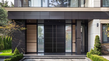 Luxurious and elegant exterior door design for a modern villa - obrazy, fototapety, plakaty