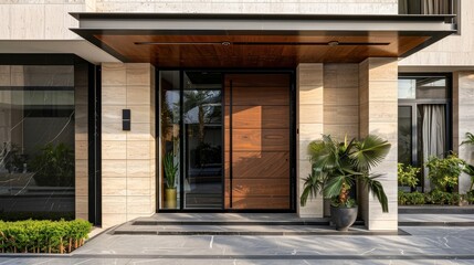 Fototapeta na wymiar Luxurious and elegant exterior door design for a modern villa