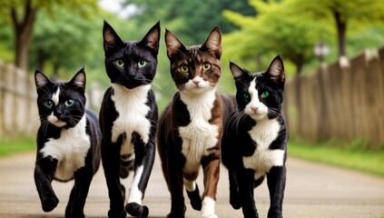 Obraz premium friends cats in park