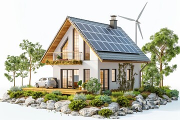Obraz premium Smart Home Leak Detection EV Electric Car Wallbox & Carbon monoxide detectors. Renewable Green Energy Buying a house tips. PV House Automation Smart mobility Real Estate Homebuyer budgeting Homeowner