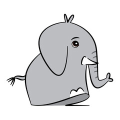 Happy Cartoon Baby elephant walking along