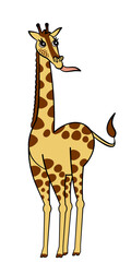 Cartoon giraffe illustration with its tongue sticking out