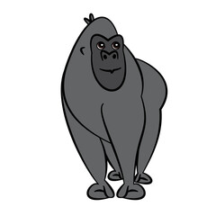 Cartoon great ape, silverback gorilla