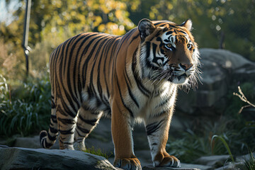 A full body shot of a Tiger, animal