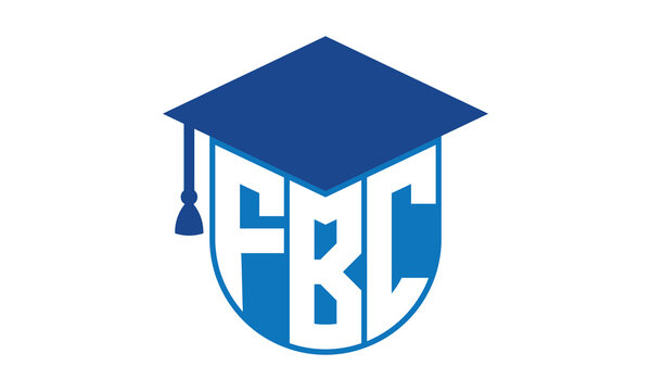 FBC initial letter academic logo design vector template. school college logo, university logo, graduation cap logo, institute logo, educational logo, library logo, teaching logo, book shop, varsity	