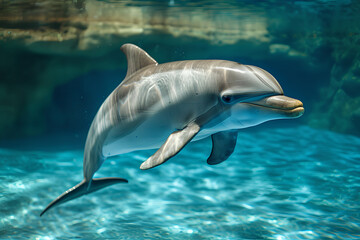 A full body shot of a Dolphin, animal