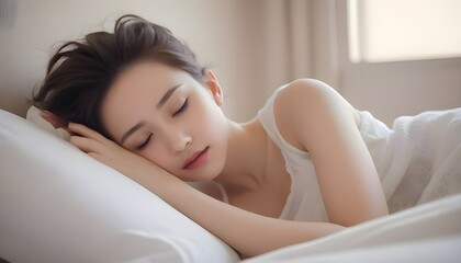 Obraz premium woman sleeping on bed