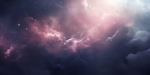 sun and clouds, Space gas and dust sky at night, Abstract violet background , Generative AI
 