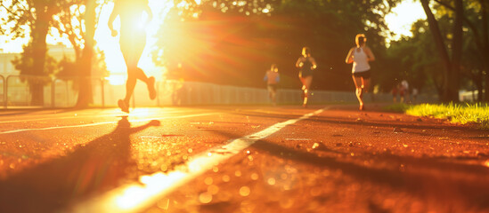 people running in morning day blurred. lifestyle healthy concept background - Powered by Adobe