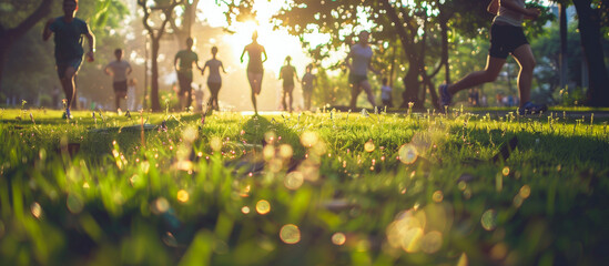 people running in morning day blurred. lifestyle healthy concept background