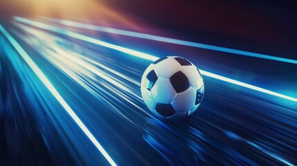 Naklejka premium Football or soccer background with glowing line. abstract background for football ad, tournament ad, sport ad, football league add.