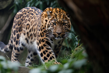 A full body shot of a Amur Leopard, animal