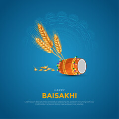 Happy baisakhi design background with baisakhi elements. vector illustration of celebration of Punjabi festival Vaisakhi background - obrazy, fototapety, plakaty