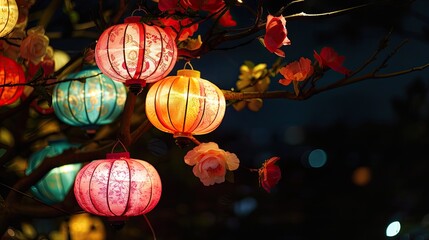 Lantern Festival. Tang Yuan black background.