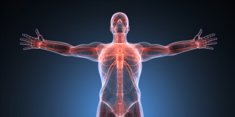human body anatomy, Xray images body man, heart attack symptoms heart failure cardiovascular disease blood, Generative AI
