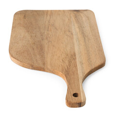 One wooden cutting board on white background