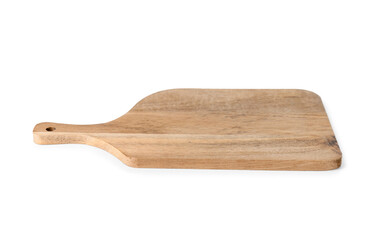 One wooden cutting board on white background