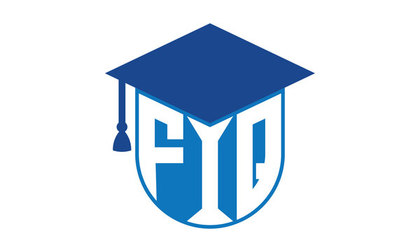 FIQ initial letter academic logo design vector template. school college logo, university logo, graduation cap logo, institute logo, educational logo, library logo, teaching logo, book shop, varsity	