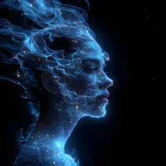 Futuristic Woman with Cosmic Energy in Space