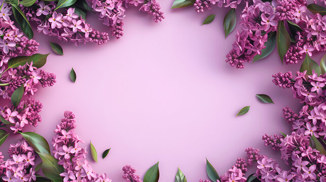 Floral lilac border for design, generative ai