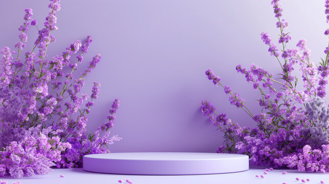 Mockup product display. Mockup purple podium for advertising industry. Copy paste area for product. Levander background
