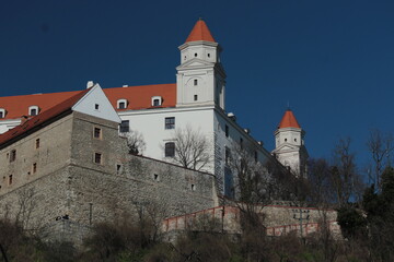 Bratislava castle from the street beneath 
