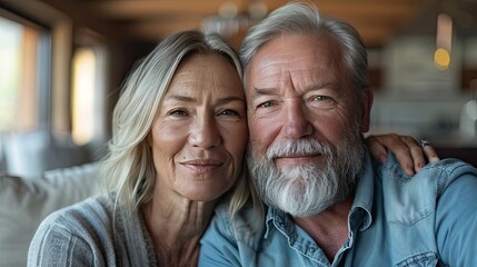 portrait of happy senior couple in love moving in new home   - Powered by Adobe