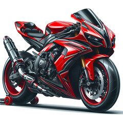 red motorcycle 1000cc with transparent background