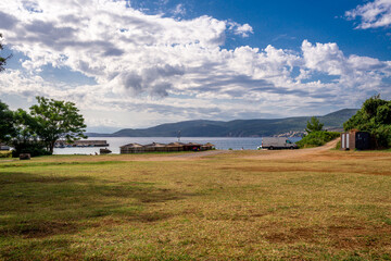 sunset and view on the croatian city 