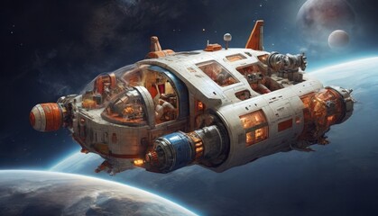space craft cinematic with planets HD Wallpapers