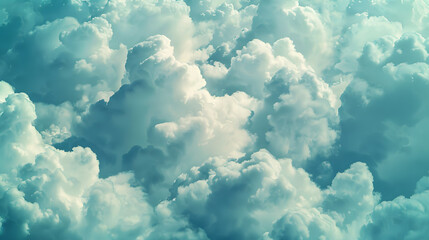 Serene Sky with Fluffy Clouds