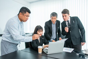 Business people  team work while working in board room, design project, discussing ideas,discuss financial statistics together teamwork concept
