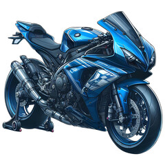 blue motorcycle 1000cc with transparent background