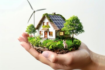 Leveraging Wind Power Solutions and Smart Gadgets for Sustainable Living: Key Strategies for Integrating Green Energy, Automated Architecture, and Smart Cooling into Modern Homes. - obrazy, fototapety, plakaty