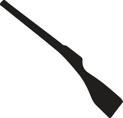 Black silhouette of shotgun on white background. Weapons of police and army