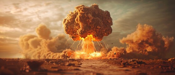 Mushroom cloud associated with a nuclear explosion in 3D