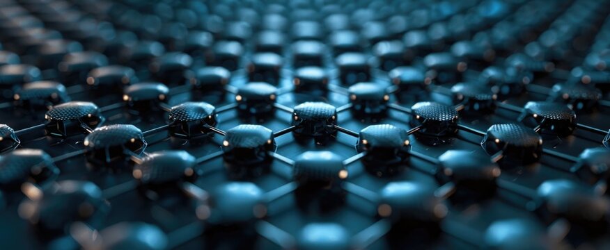 Close-up of graphene sheet, revealing its honeycomb lattice structure for a revolutionary material backdrop