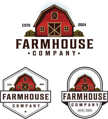 Farmhouse logo design with editable vector file