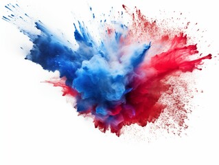 Dynamic Contrast: Vivid Blue and Red Color Explosion on White