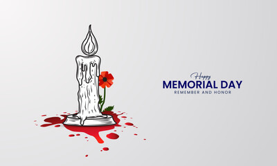 Memorial Day, American national holiday, Candle whit blood, USA Memorial day creative design for social media banner, poster vector illustration.
