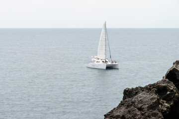 Fototapeta premium View of a sailing yacht on the sea