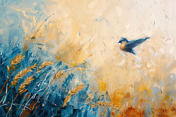 watercolor painting of flying bird