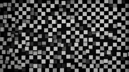 A black and white checkered pattern with squares of different sizes - obrazy, fototapety, plakaty