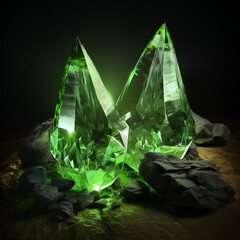 abstract background, green crystals