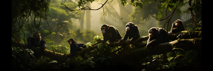 A delightful glimpse into the daily life of chimpanzees in a dense forest habitat